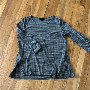 Gray Plaid Long Sleeve Top